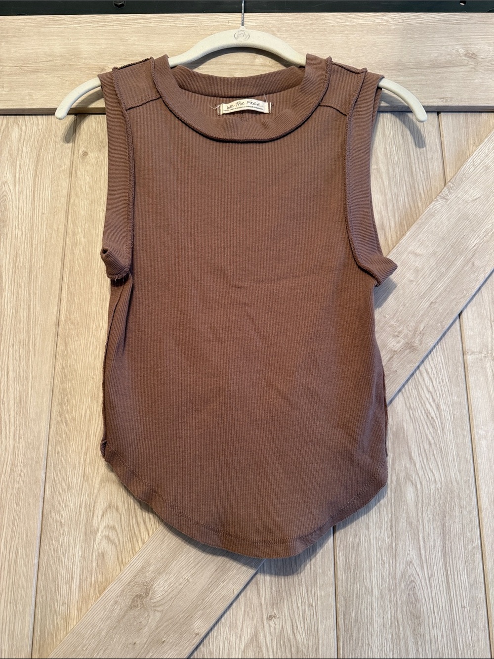 We The Free Brown Ribbed Tank